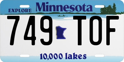 MN license plate 749TOF