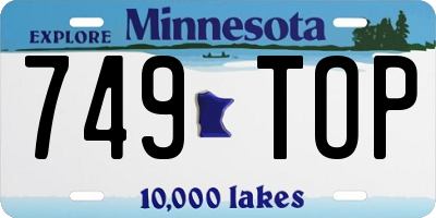 MN license plate 749TOP