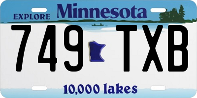 MN license plate 749TXB