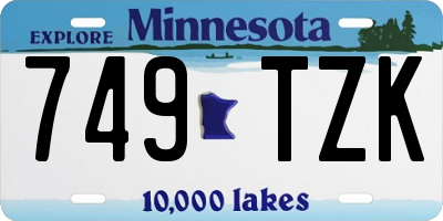 MN license plate 749TZK