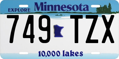 MN license plate 749TZX