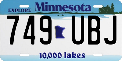 MN license plate 749UBJ