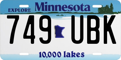 MN license plate 749UBK