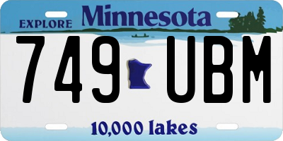 MN license plate 749UBM