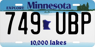 MN license plate 749UBP