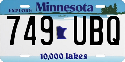 MN license plate 749UBQ