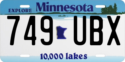 MN license plate 749UBX