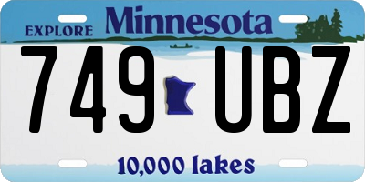 MN license plate 749UBZ