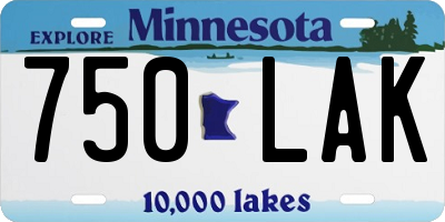 MN license plate 750LAK