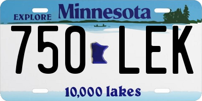 MN license plate 750LEK
