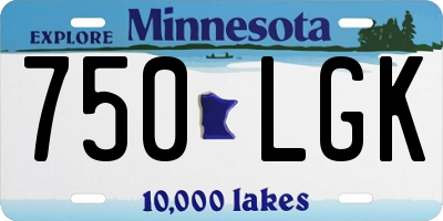 MN license plate 750LGK