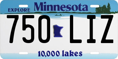 MN license plate 750LIZ