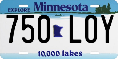 MN license plate 750LOY