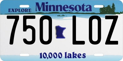 MN license plate 750LOZ