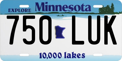 MN license plate 750LUK