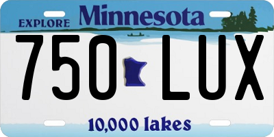 MN license plate 750LUX