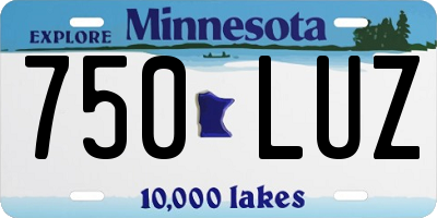 MN license plate 750LUZ
