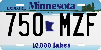 MN license plate 750MZF