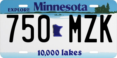 MN license plate 750MZK