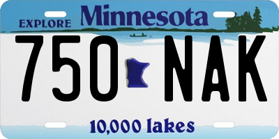 MN license plate 750NAK