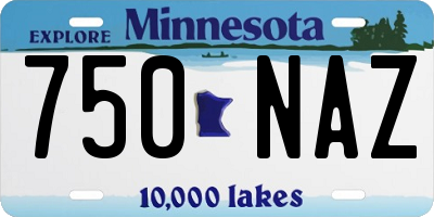 MN license plate 750NAZ