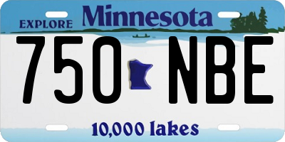 MN license plate 750NBE