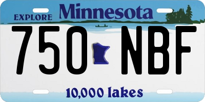 MN license plate 750NBF
