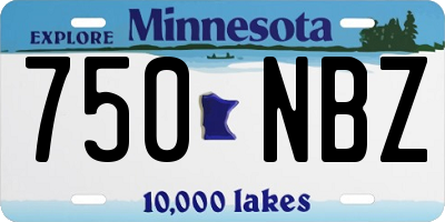 MN license plate 750NBZ