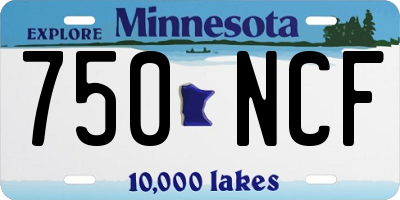 MN license plate 750NCF