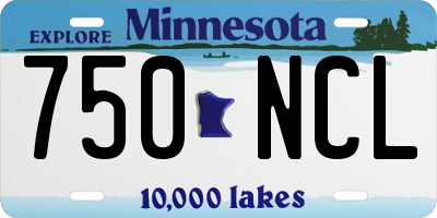MN license plate 750NCL