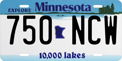 MN license plate 750NCW