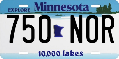 MN license plate 750NOR