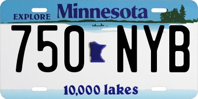 MN license plate 750NYB