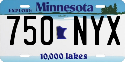 MN license plate 750NYX