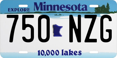 MN license plate 750NZG