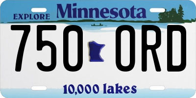 MN license plate 750ORD