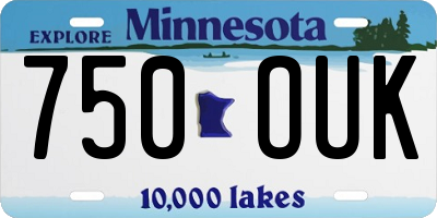 MN license plate 750OUK