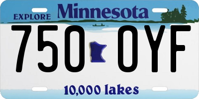 MN license plate 750OYF