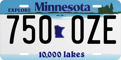MN license plate 750OZE