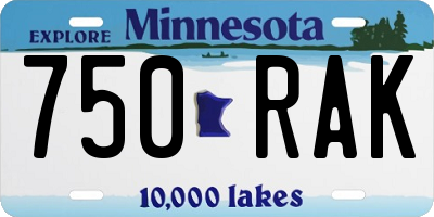 MN license plate 750RAK