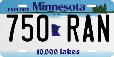 MN license plate 750RAN
