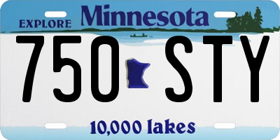 MN license plate 750STY