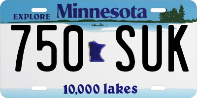 MN license plate 750SUK