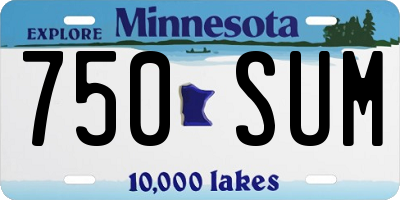 MN license plate 750SUM