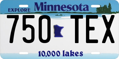 MN license plate 750TEX