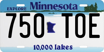 MN license plate 750TOE
