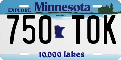 MN license plate 750TOK