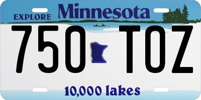 MN license plate 750TOZ