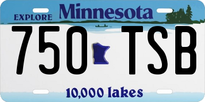 MN license plate 750TSB