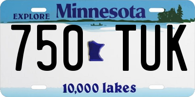 MN license plate 750TUK